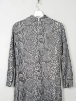 Silver Vintage Snakeskin Print Maxi Dress S