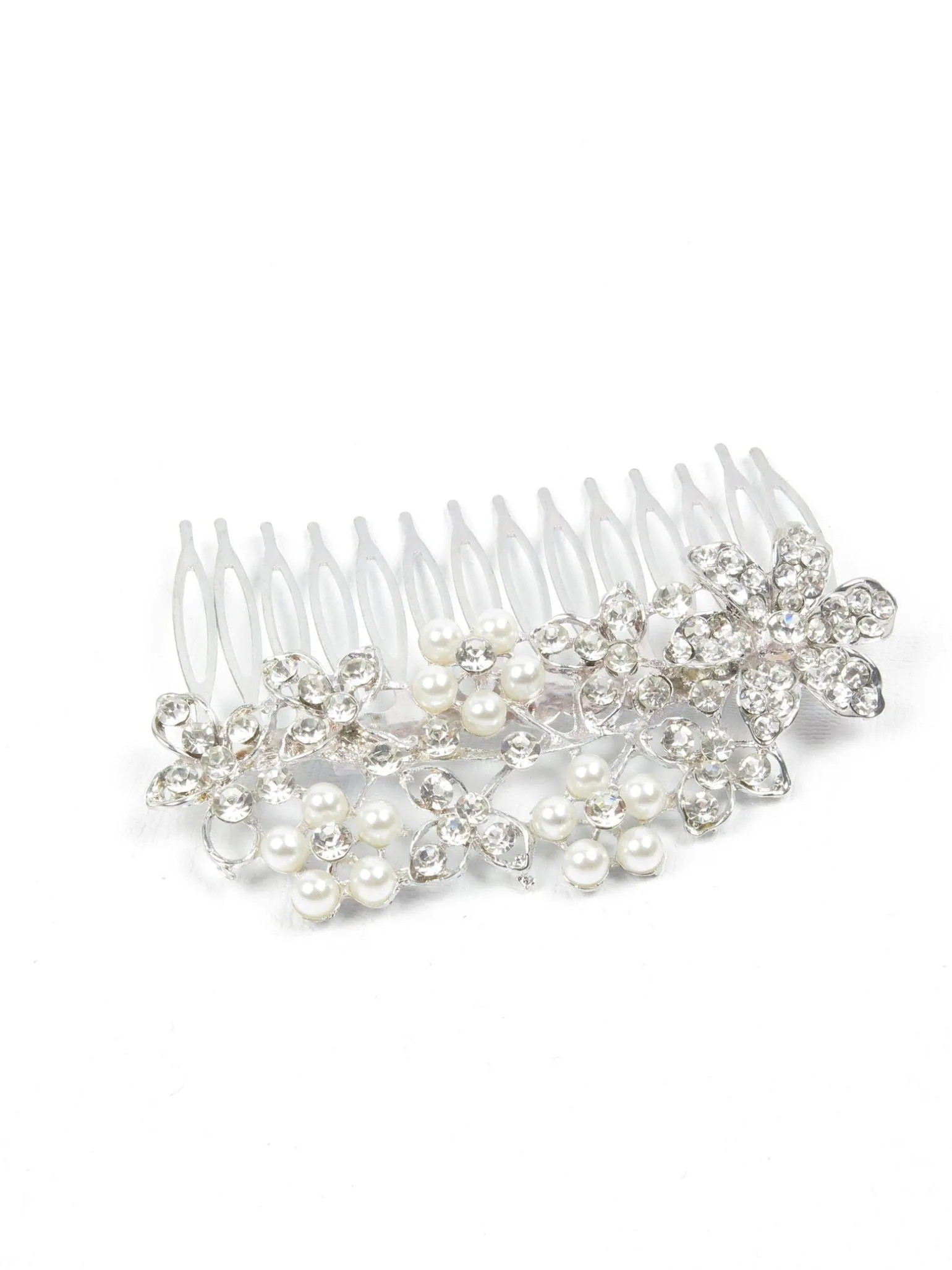 Silver Vintage Style Diamante & Pearl Hair Comb