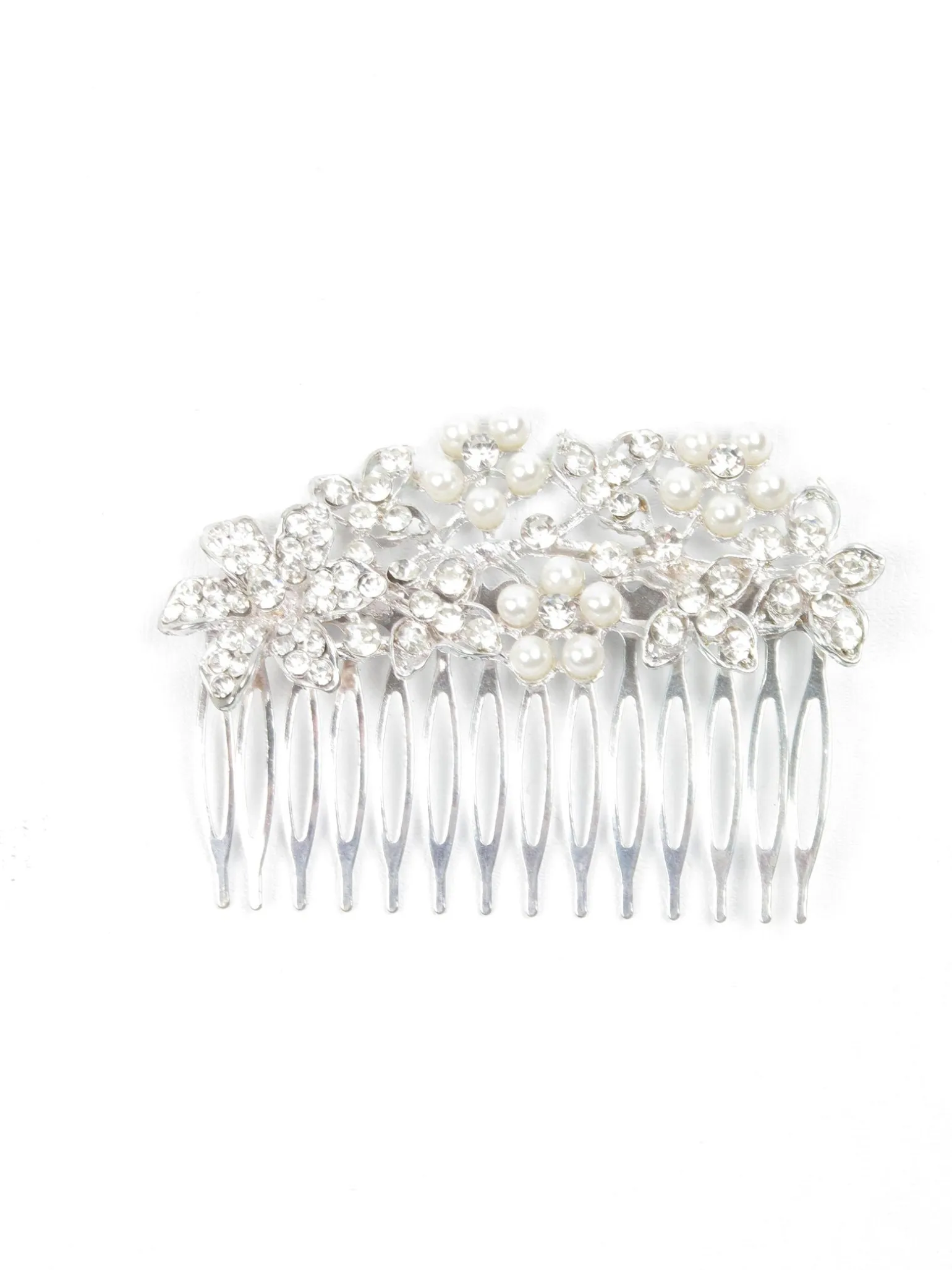 Silver Vintage Style Diamante & Pearl Hair Comb