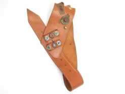 Tan Leather Vintage Waist Belt With Embellishments