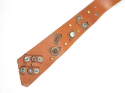 Tan Leather Vintage Waist Belt With Embellishments