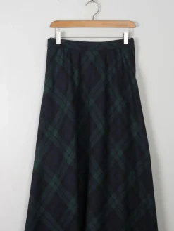 Tartan Wool Vintage Maxi Skirt S 27
