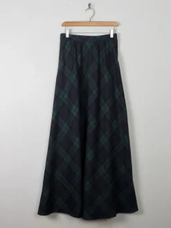Tartan Wool Vintage Maxi Skirt S 27