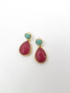 Teardrop Earrings With Gem Stones