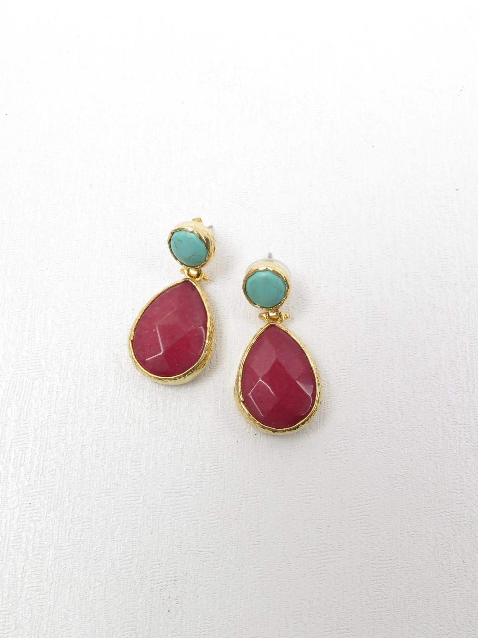 Teardrop Earrings With Gem Stones