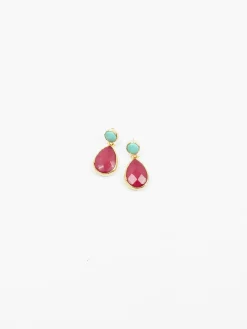 Teardrop Earrings With Gem Stones