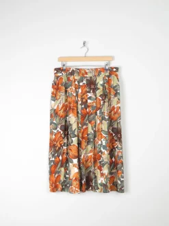 Tropical Print Knee Length Vintage Skirt L/XL