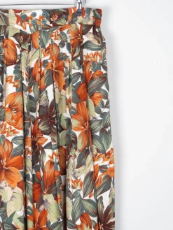 Tropical Print Knee Length Vintage Skirt L/XL