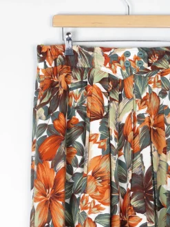 Tropical Print Knee Length Vintage Skirt L/XL