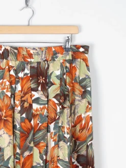 Tropical Print Knee Length Vintage Skirt L/XL