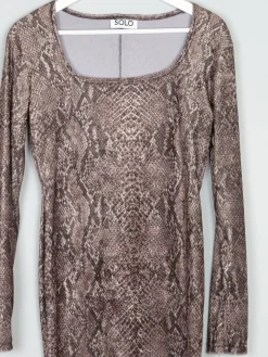 Velvet Snakeskin Print Fitted 90s Vintage Dress S