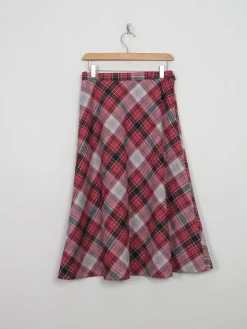 Vintage Aline Midi Check Wool Skirt S