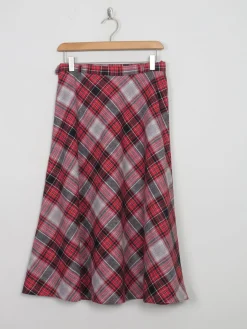 Vintage Aline Midi Check Wool Skirt S