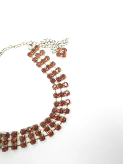 Vintage Amber/Brown Rhinestone Belt S/M