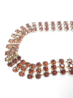 Vintage Amber/Brown Rhinestone Belt S/M