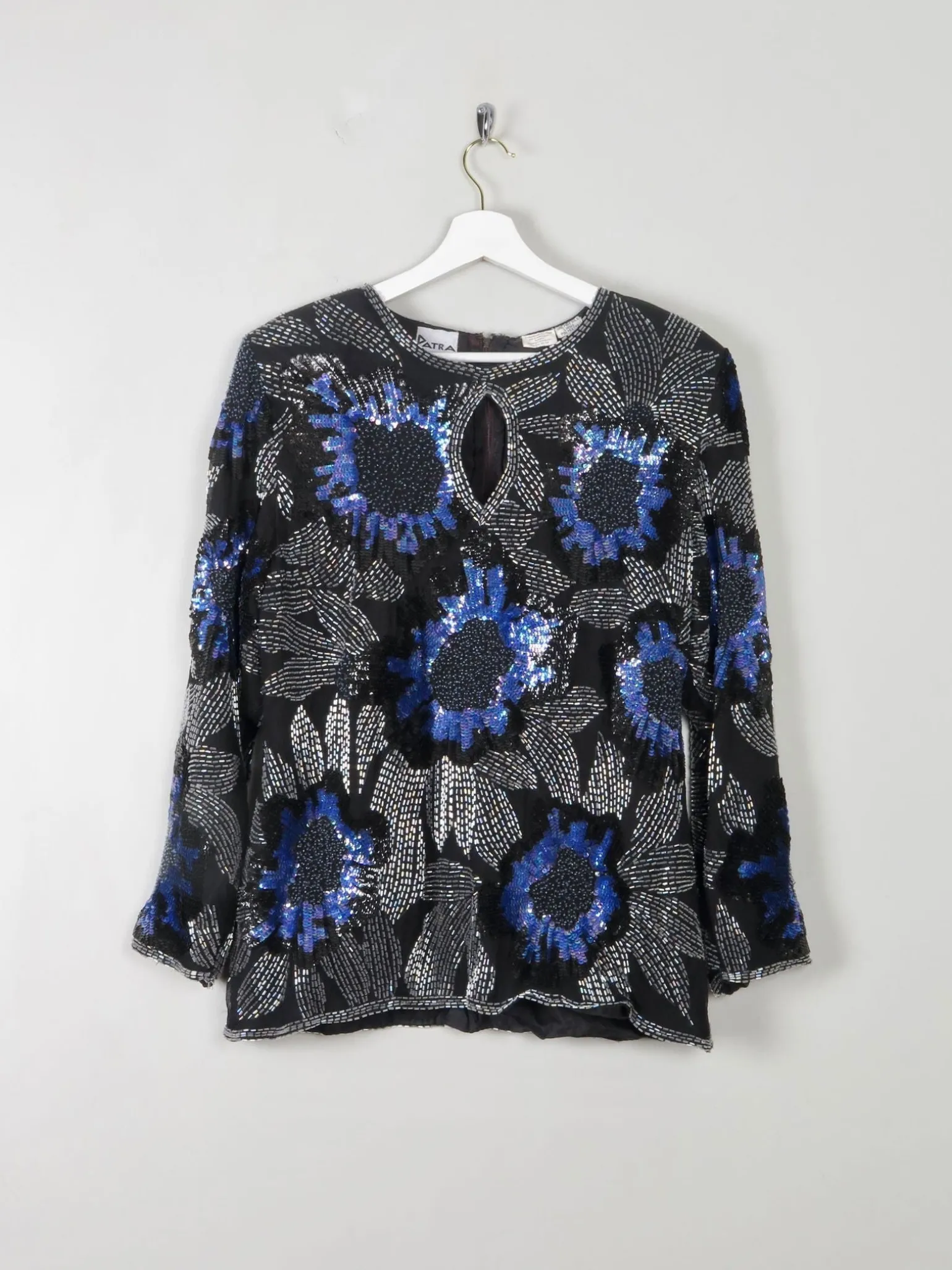Vintage Beaded Silk Top M