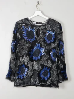 Vintage Beaded Silk Top M