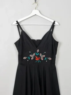 Vintage Black & Embroidered Dress S