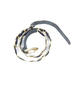 Vintage Black & Gold Leather Mix Belt M/L