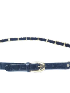 Vintage Black & Gold Leather Mix Belt M/L