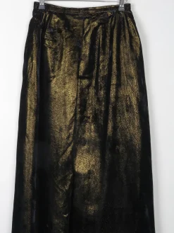 Vintage Black & Gold Shot Fabric Velvet Maxi Skirt 8 26