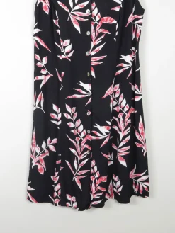 Vintage Black & Pink Printed 90s Button Down Dress L