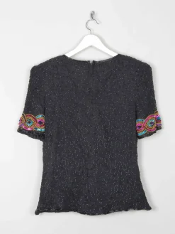 Vintage Black Beaded & Sequin Top S