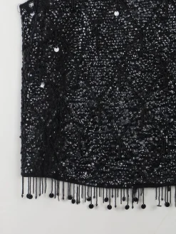 Vintage Black Beaded 1950s Top M
