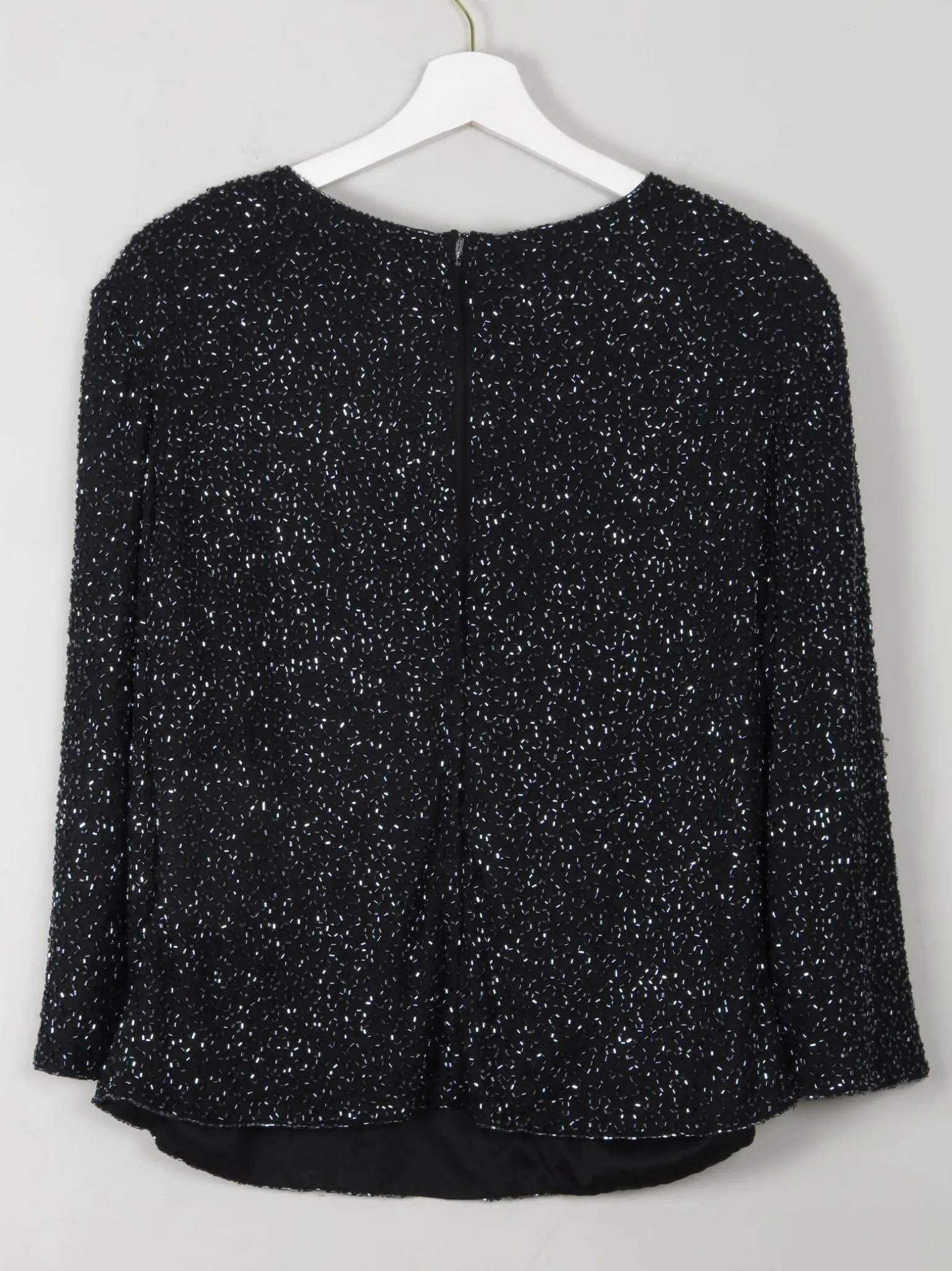 Vintage Black Beaded V- Neck Top M