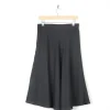 Vintage Black Bias Cut Knee Length Skirt With Belt 30"W 10
