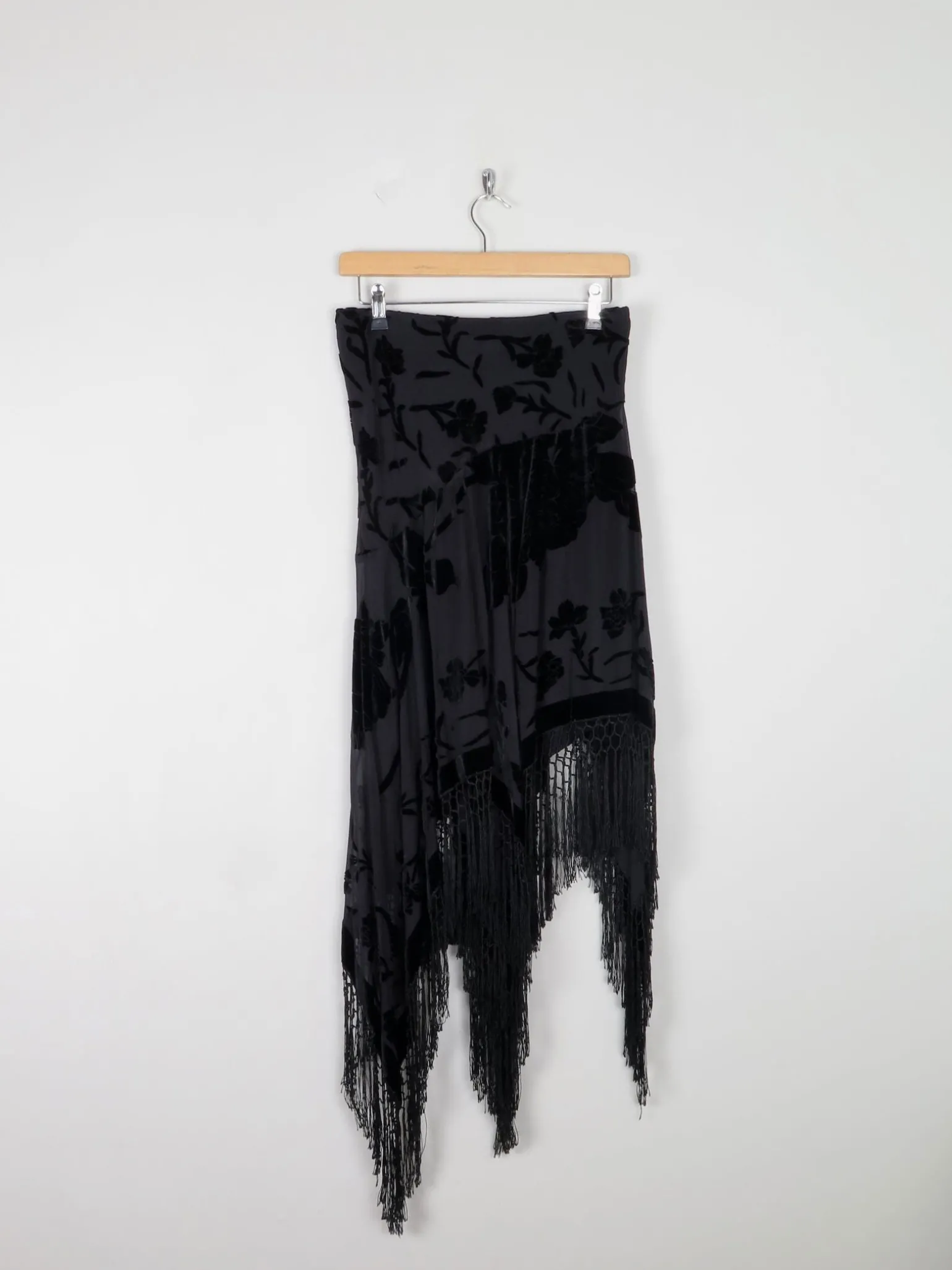 Vintage Black Devore Pearse Fionda Skirt S/M