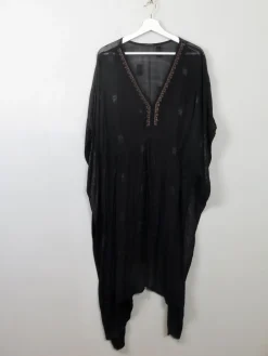 Vintage Black Ethic Kaftan Dress One Size