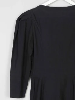 Vintage Black Jersey Long Coat/Dress S