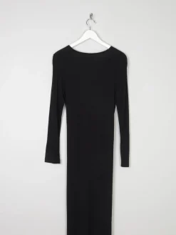 Vintage Black Jersey Long Coat/Dress S