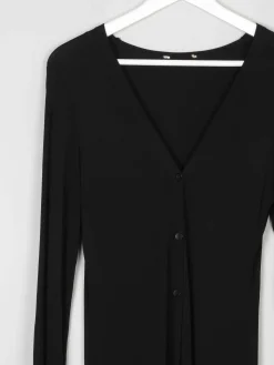 Vintage Black Jersey Long Coat/Dress S