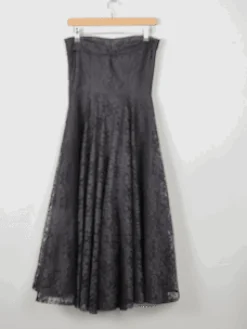 Vintage Black Lace Evening Dress Strapless XS 6/8