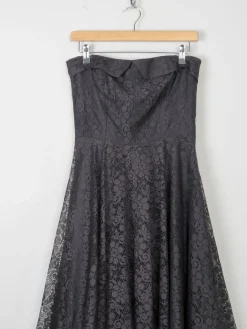 Vintage Black Lace Evening Dress Strapless XS 6/8