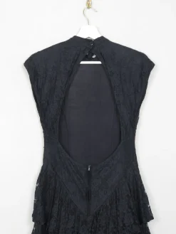 Vintage Black Lace Sleeveless Party Dress S