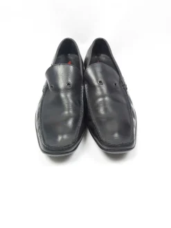 Vintage Black Leather Prada Loafers Shoes 9/43