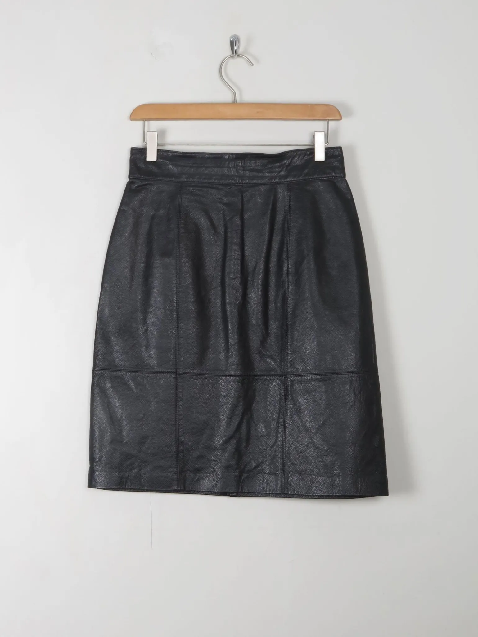 Vintage Black Leather Skirt 27'W