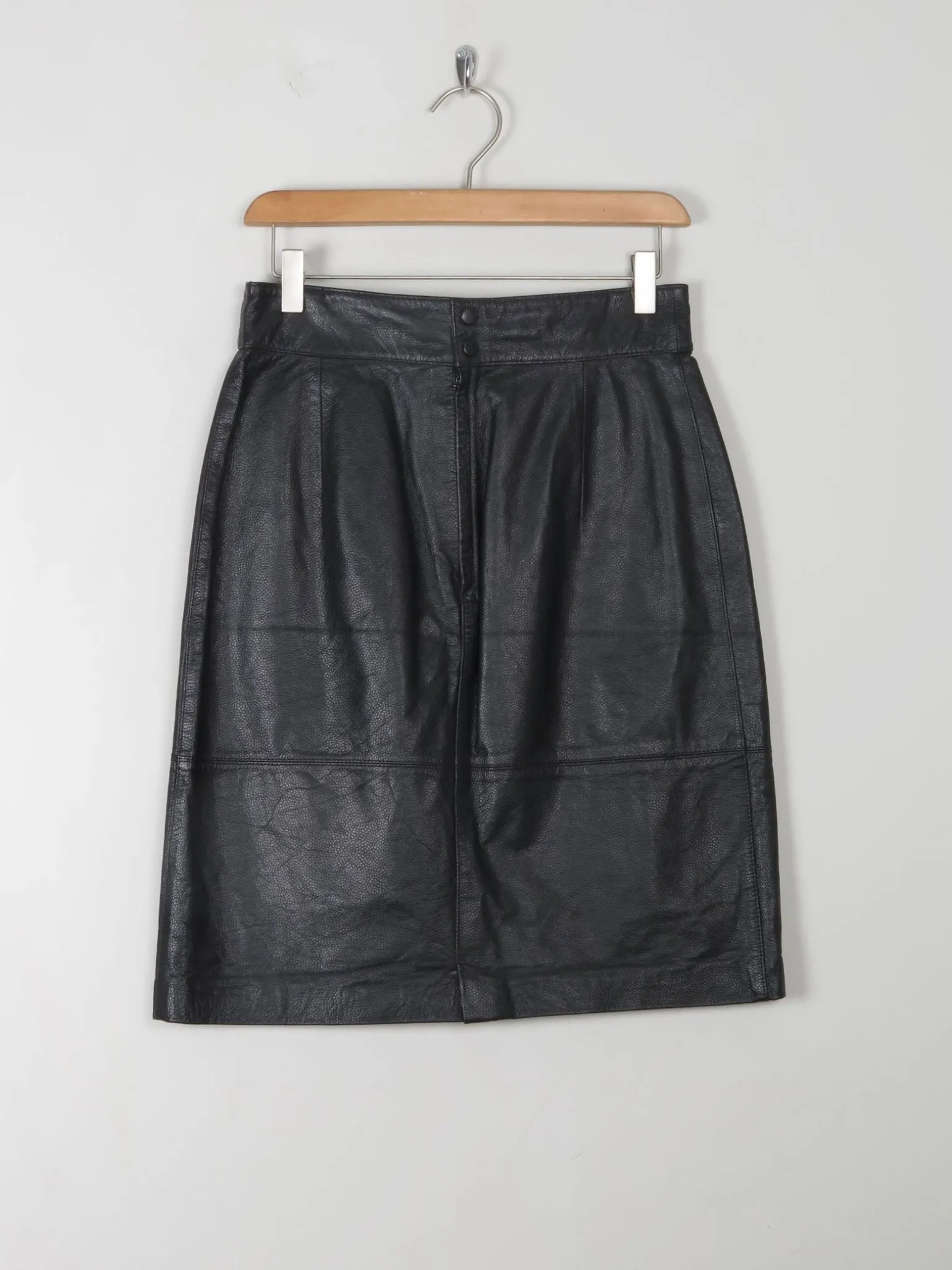 Vintage Black Leather Skirt 27'W