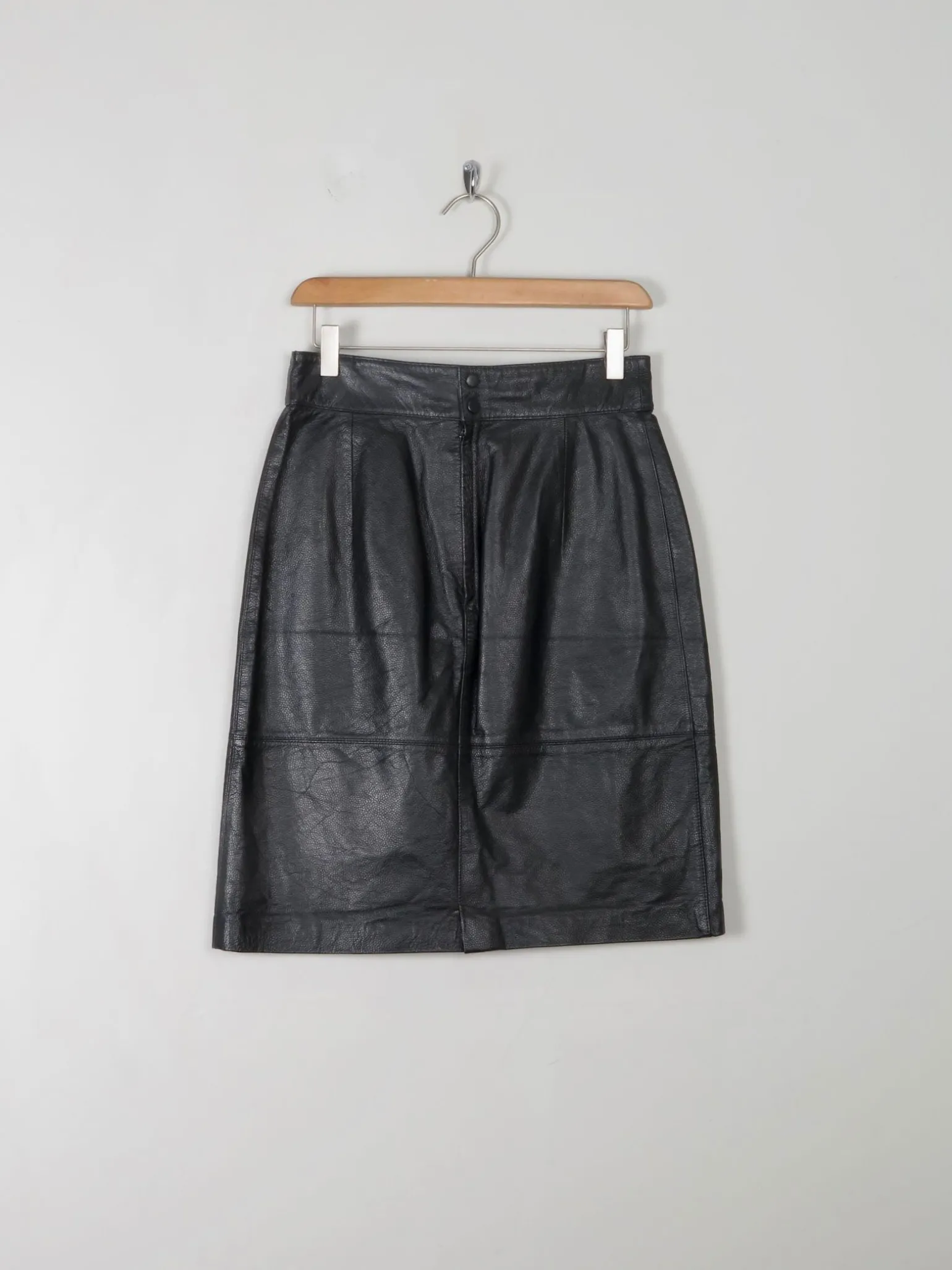Vintage Black Leather Skirt 27'W