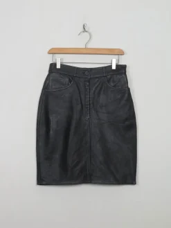 Vintage Black Leather Skirt S 27