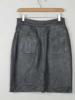 Vintage Black Leather Skirt XS