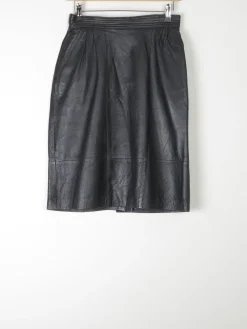 Vintage Black Leather Skirt S