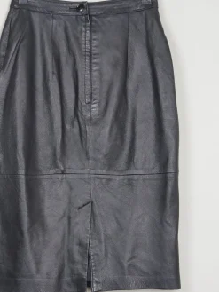 Vintage Black Leather Skirt 26