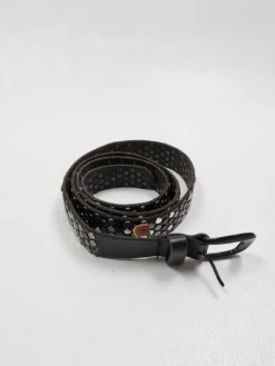 Vintage Black Leather Studded Belt M/L