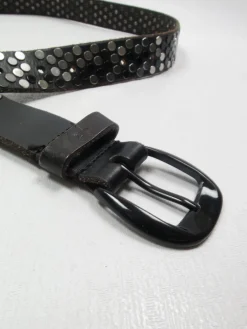 Vintage Black Leather Studded Belt M/L