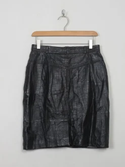 Vintage Black Leather Texture Skirt 27