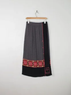 Vintage Black Printed Skirt S/M